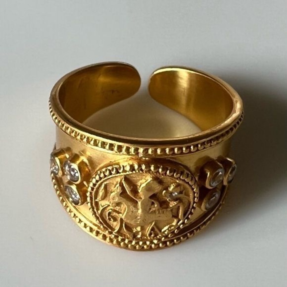 Julie Vos Coin Crest Ring-Gold size 7 - Picture 3 of 5